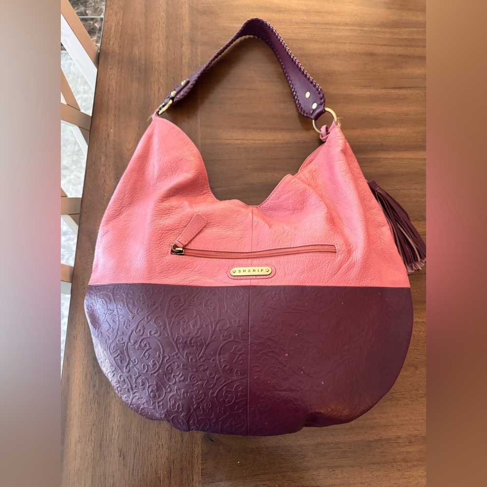 Sharif Two-Tone Pink Leather Hobo Bag - Picture 2 of 8